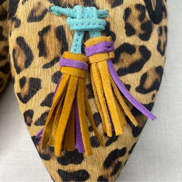 Hush Puppies‎ Leopard Calf Hair Tassel Flats Pointed Toe Women's 7.5 New - Picture 4 of 7